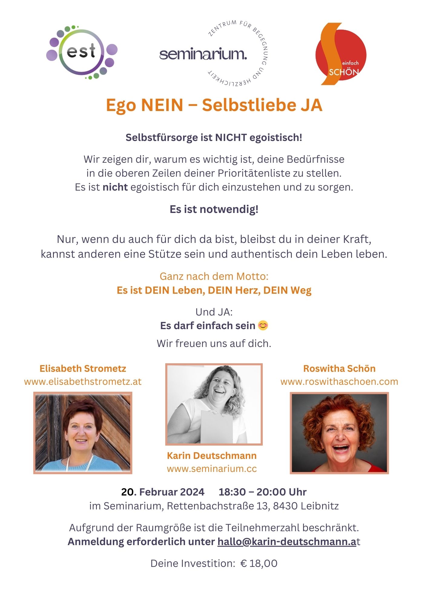 Ego NEIN - Selbstliebe JA, Impulsvortrag im Seminarium, Leibnitz