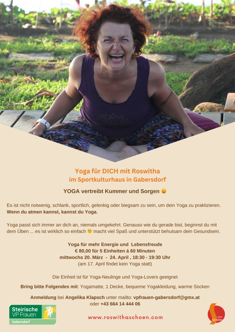 YOGA vertreibt Kummer und Sorgen - Yoga für DICH im Sportkulturhaus in Gabersdorf