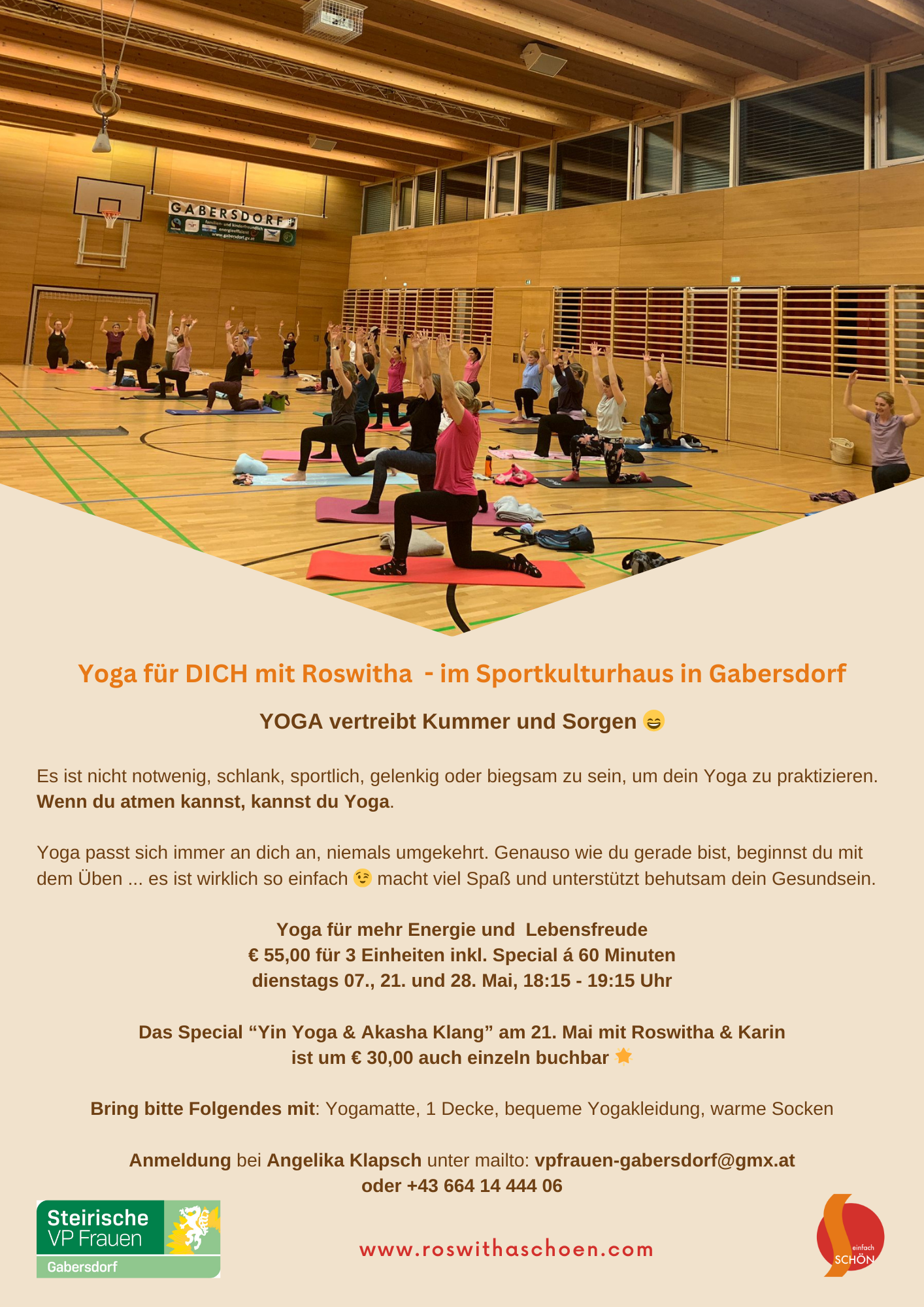 YOGA vertreibt Kummer und Sorgen, Gabersdorf