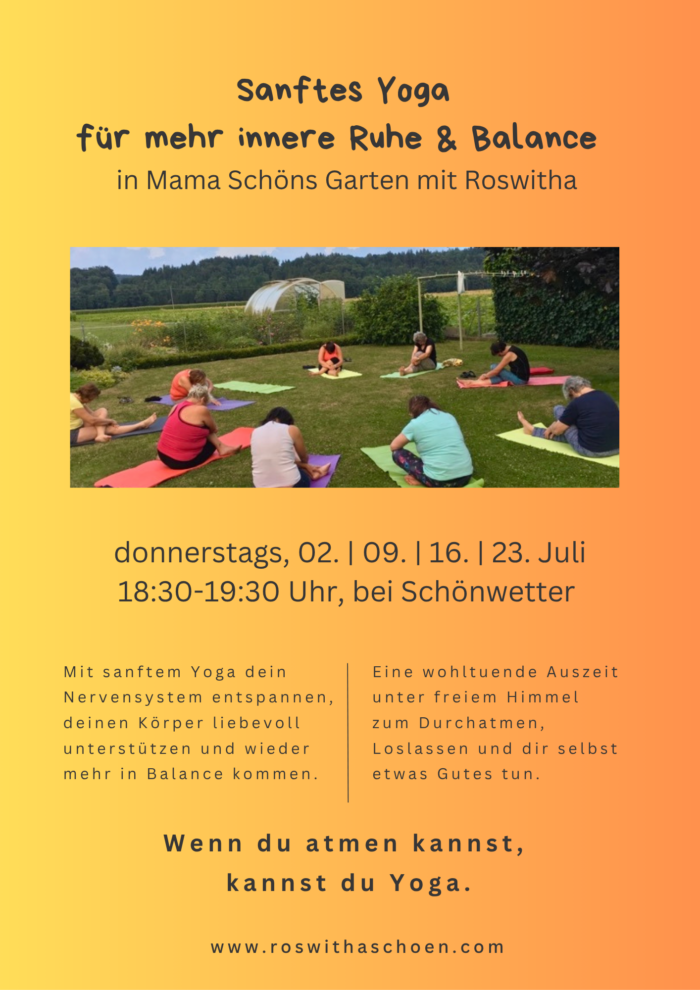 Sanftes Yoga für mehr innere Ruhe & Balance,  Mama Schöns Garten, Ragnitz